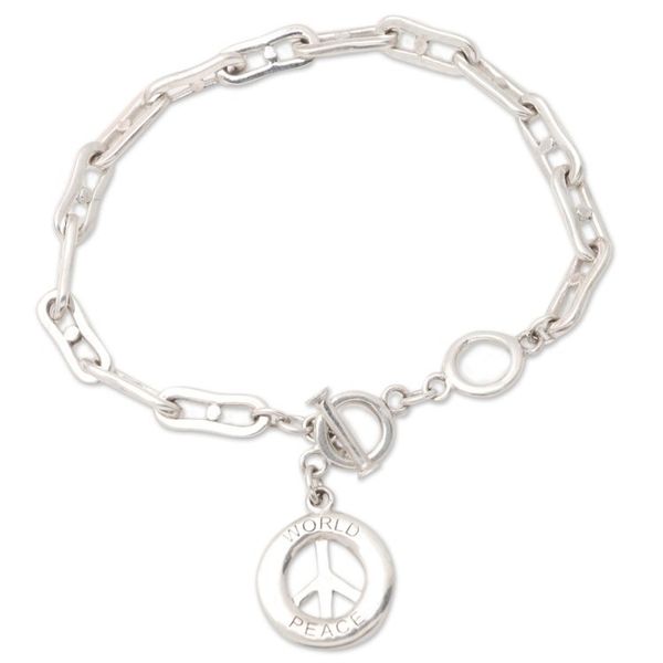 Alternate image for Sterling Silver Peace Sign Charm Bracelet Peace Everywhere