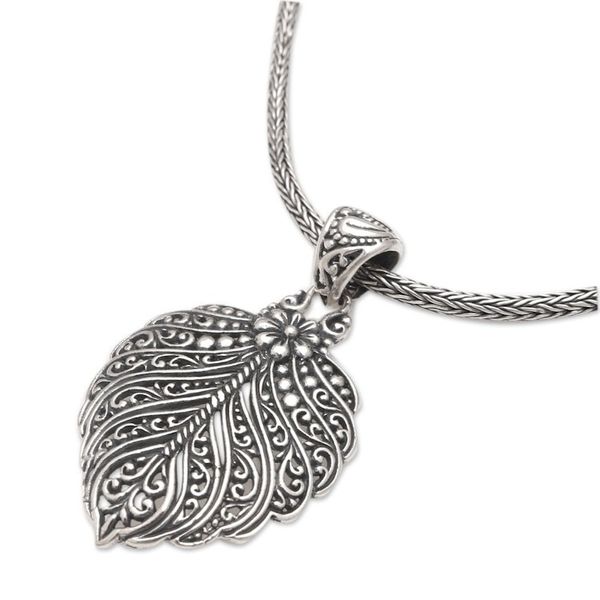 Alternate image for Sterling Silver Pendant Necklace with Leaf Motif Autumn Again
