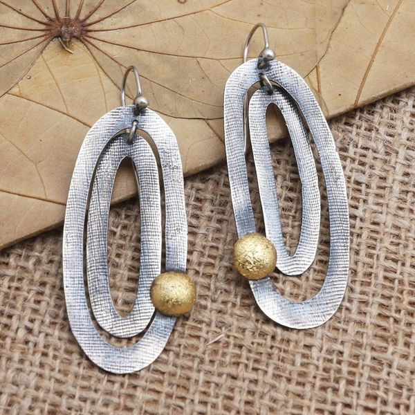 Alternate image for Sterling Silver and Brass Dangle Earrings Waterblow Beach