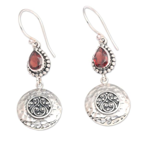 Alternate image for Faceted Pear-Shaped Garnet Dangle Earrings from Bali Balis Red Paradise