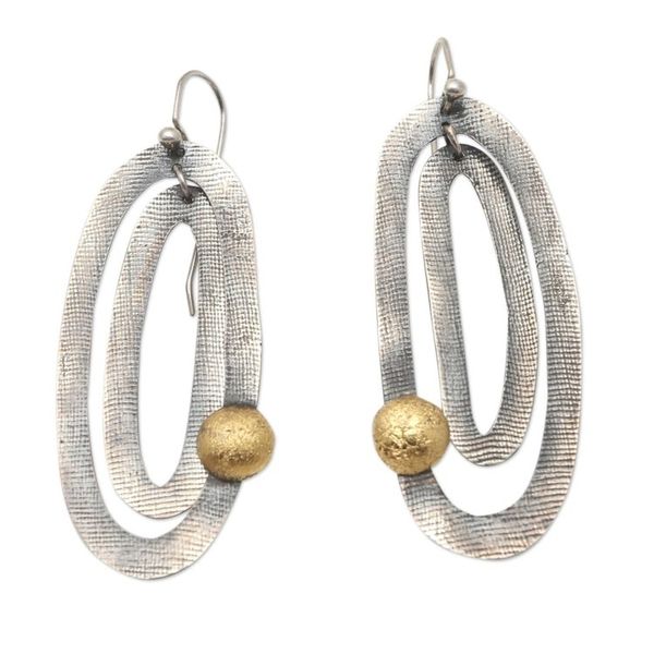 Alternate image for Sterling Silver and Brass Dangle Earrings Waterblow Beach