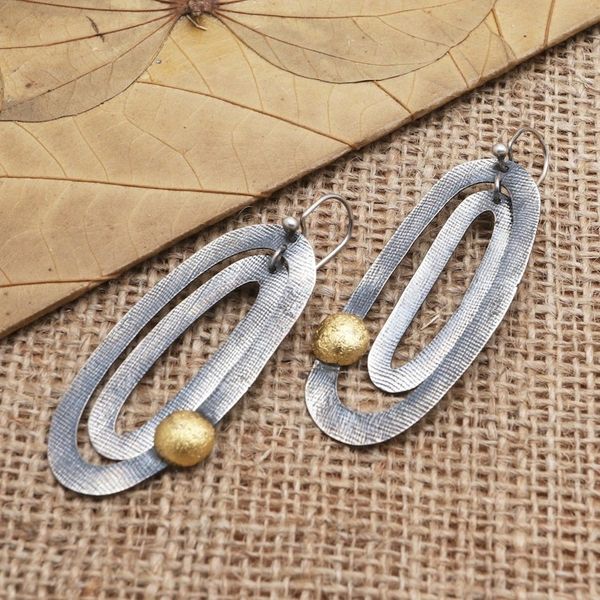 Alternate image for Sterling Silver and Brass Dangle Earrings Waterblow Beach