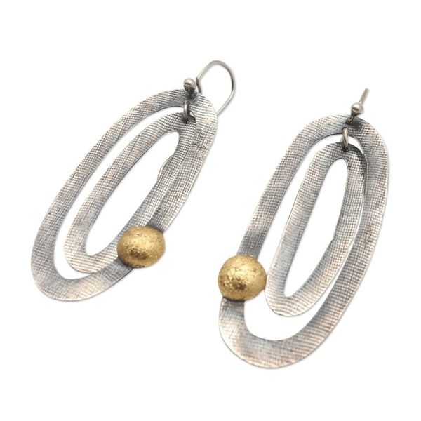 Alternate image for Sterling Silver and Brass Dangle Earrings Waterblow Beach