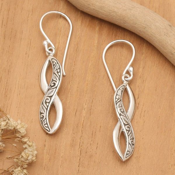 Alternate image for Traditional Balinese Sterling Silver Dangle Earrings Beauty of Eternity