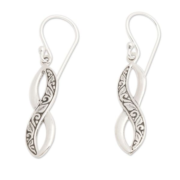 Alternate image for Traditional Balinese Sterling Silver Dangle Earrings Beauty of Eternity