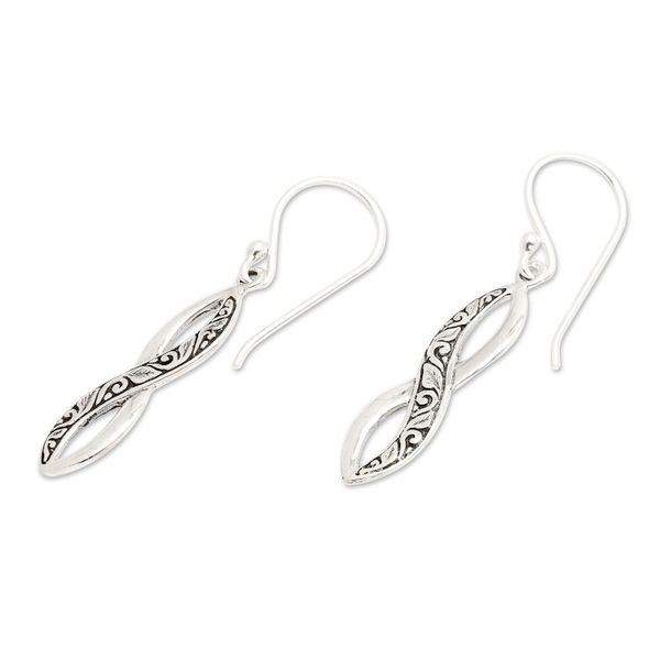 Alternate image for Traditional Balinese Sterling Silver Dangle Earrings Beauty of Eternity