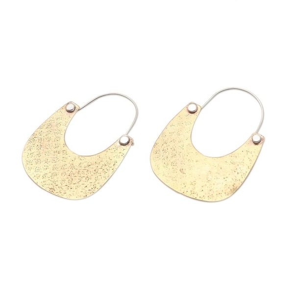 Alternate image for Handmade Brass and Sterling Silver Dangle Earrings Vintage Tote in Brass
