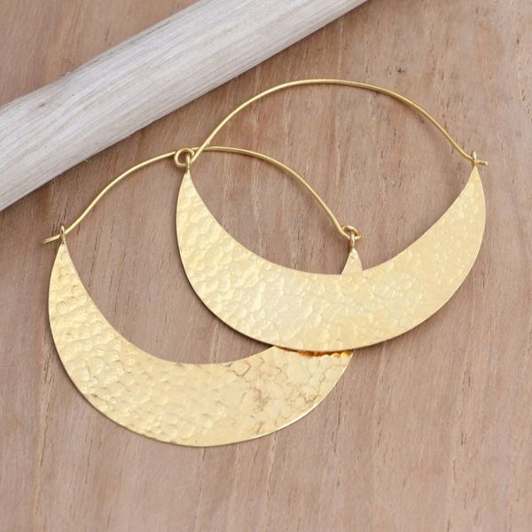Alternate image for Hand Crafted Gold-Plated Hoop Earrings from Indonesia In the Same Canoe