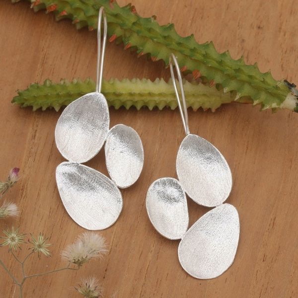 Alternate image for Modern Cluster-Like Sterling Silver Statement Earrings Chic Cluster