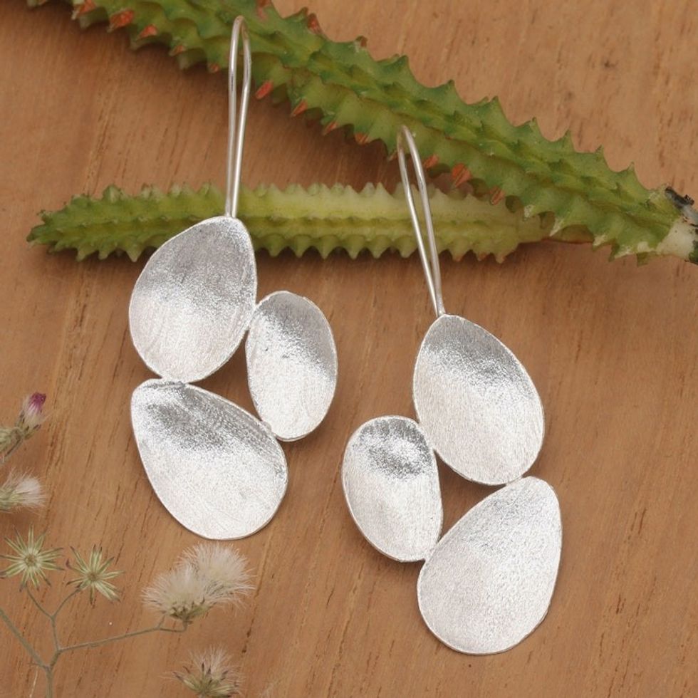Modern Cluster-Like Sterling Silver Statement Earrings 'Chic Cluster'