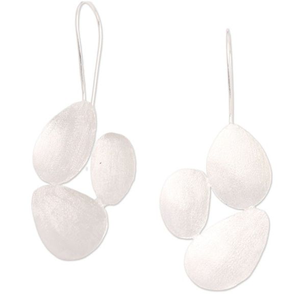 Alternate image for Modern Cluster-Like Sterling Silver Statement Earrings Chic Cluster