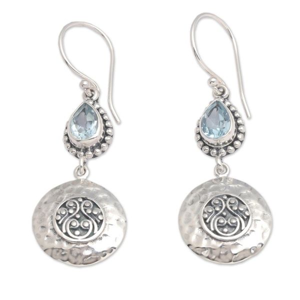 Alternate image for Faceted Pear-Shaped Blue Topaz Dangle Earrings from Bali Balis Blue Paradise