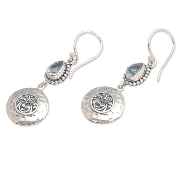 Alternate image for Faceted Pear-Shaped Blue Topaz Dangle Earrings from Bali Balis Blue Paradise