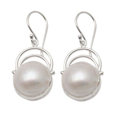 Alternate image for Balinese Pearl and Sterling Silver Dangle Earrings Ocean Undertow