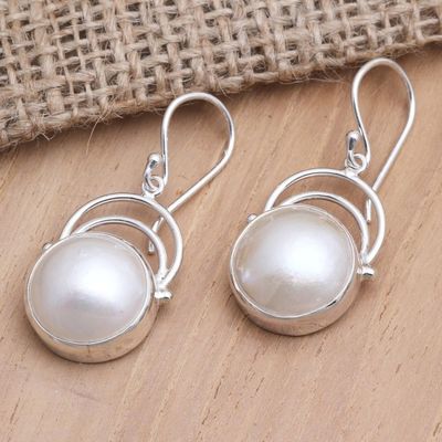 Alternate image for Balinese Pearl and Sterling Silver Dangle Earrings Ocean Undertow