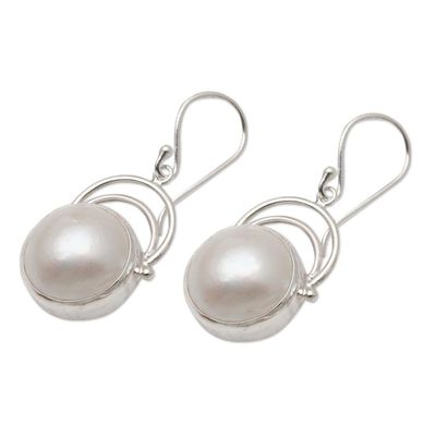 Alternate image for Balinese Pearl and Sterling Silver Dangle Earrings Ocean Undertow