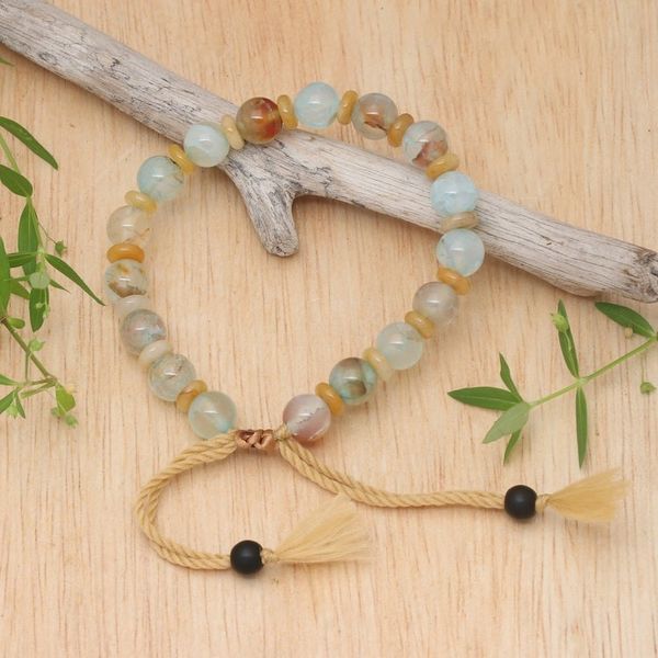 Alternate image for Adjustable Inspirational Aquamarine Beaded Bracelet Interior Fire