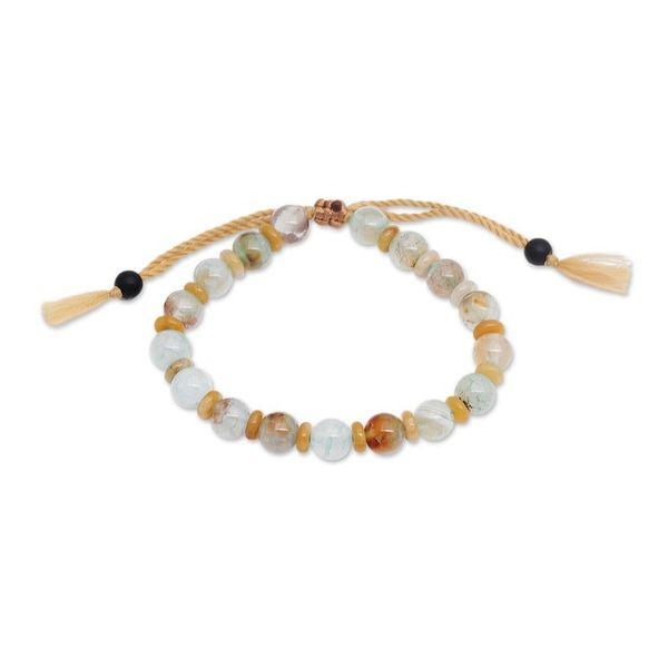 Alternate image for Adjustable Inspirational Aquamarine Beaded Bracelet Interior Fire