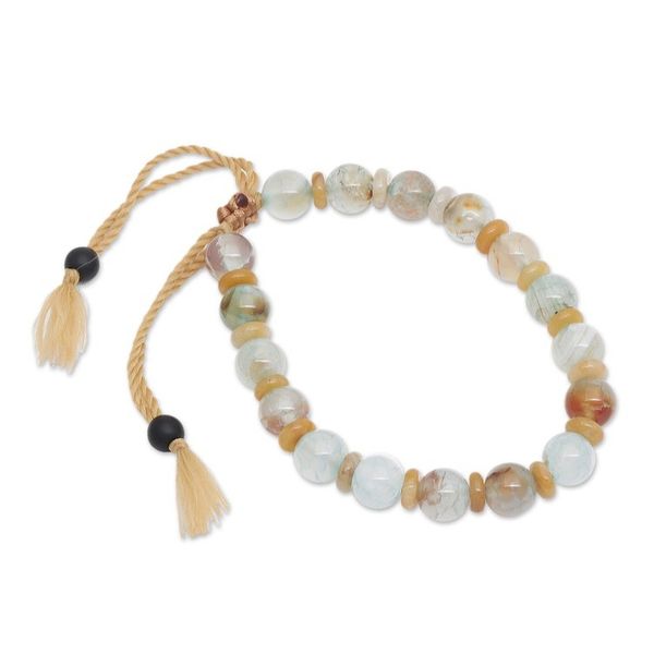 Alternate image for Adjustable Inspirational Aquamarine Beaded Bracelet Interior Fire