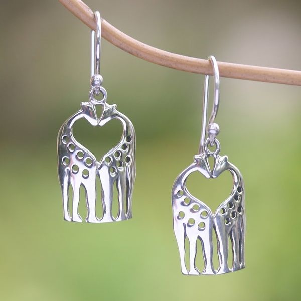 Alternate image for Sterling Silver Giraffe Dangle Earrings from Bali Sweet Spots
