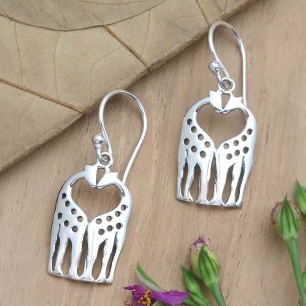 Alternate image for Sterling Silver Giraffe Dangle Earrings from Bali Sweet Spots