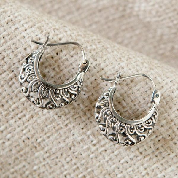 Alternate image for Hand Made Sterling Silver Hoop Earrings Sweet Silver