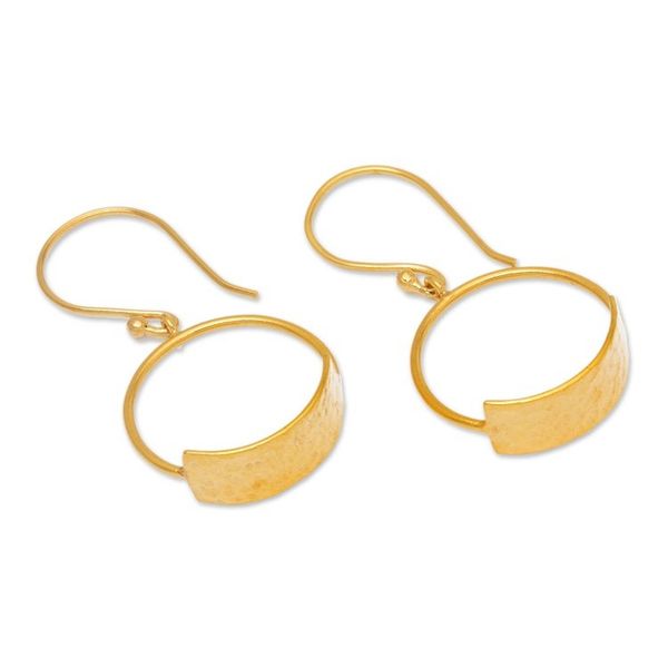 Alternate image for Minimalist 18k Gold-Plated Brass Dangle Earrings from Bali Classic Hoop