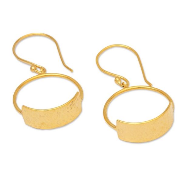 Alternate image for Minimalist 18k Gold-Plated Brass Dangle Earrings from Bali Classic Hoop