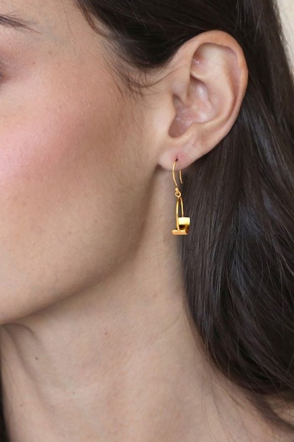 Alternate image for Minimalist 18k Gold-Plated Brass Dangle Earrings from Bali Classic Hoop