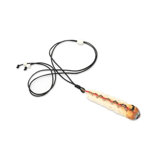 Alternate image for Hand-Painted Brown Feather Pendant Necklace from Bali Stable Freedom