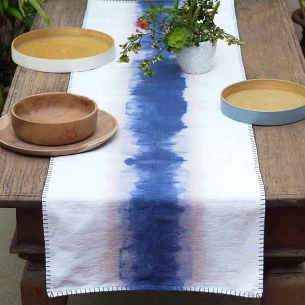 Alternate image for Hemstitched Tie-Dyed Table Runner Indigo River