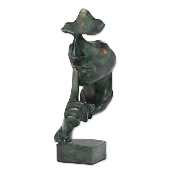 Alternate image for Antiqued Green and Metallic Resin Sculpture Crafted in Java Silent