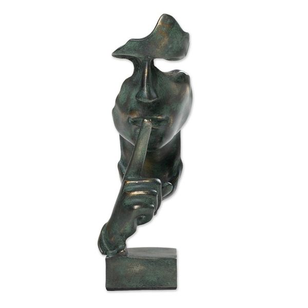 Alternate image for Antiqued Green and Metallic Resin Sculpture Crafted in Java Silent