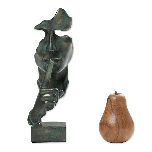 Alternate image for Antiqued Green and Metallic Resin Sculpture Crafted in Java Silent