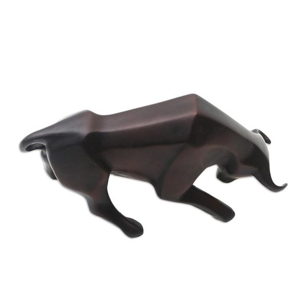 Alternate image for Artisan Crafted Cement Bull Statuette Determined