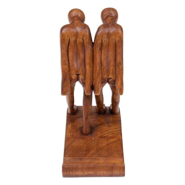 Alternate image for Handcrafted Inspirational Jempinis Wood Phone Holder Strong Brotherhood