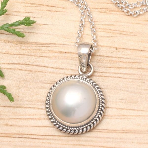 Alternate image for Polished White Cultured Pearl Pendant Necklace from Bali Shiny Destiny