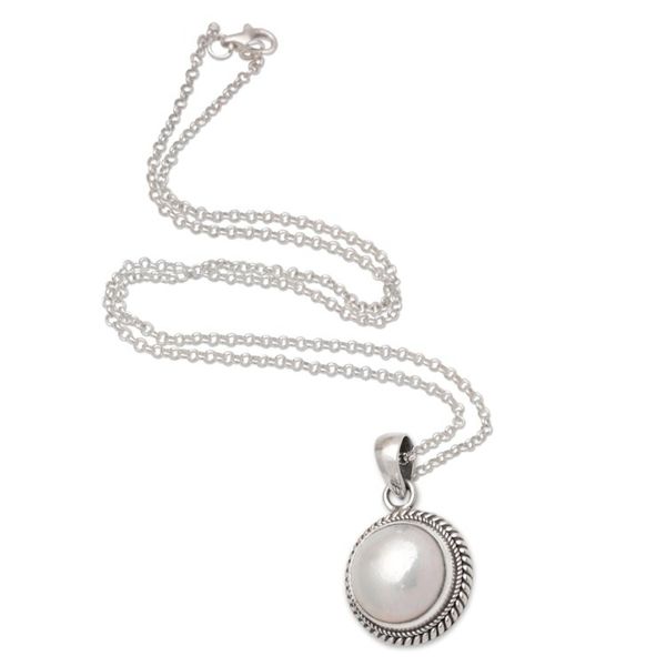 Alternate image for Polished White Cultured Pearl Pendant Necklace from Bali Shiny Destiny