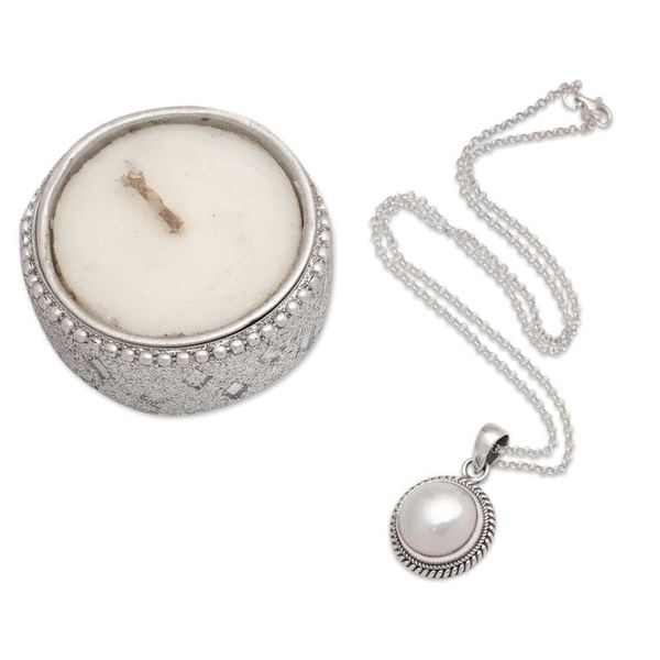 Alternate image for Polished White Cultured Pearl Pendant Necklace from Bali Shiny Destiny