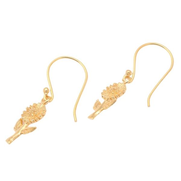 Alternate image for Polished 18k Gold-Plated Sunflower Dangle Earrings Golden Adoration