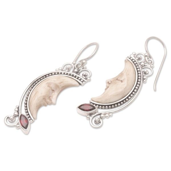 Alternate image for Handcrafted Garnet Earrings from Bali Antique Moon