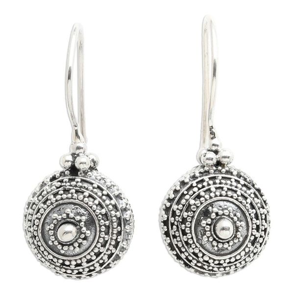 Alternate image for Darkened and Polished Sterling Silver Ball Dangle Earrings Radiant Balls