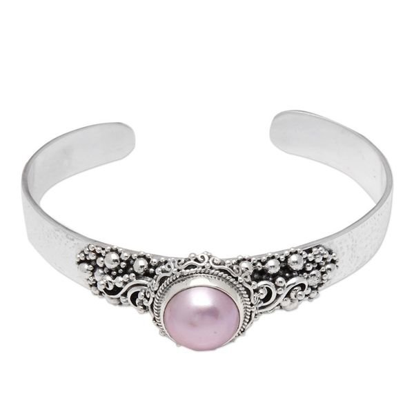 Alternate image for Traditional Pink Cultured Pearl Cuff Bracelet from Bali Pink Moonlight