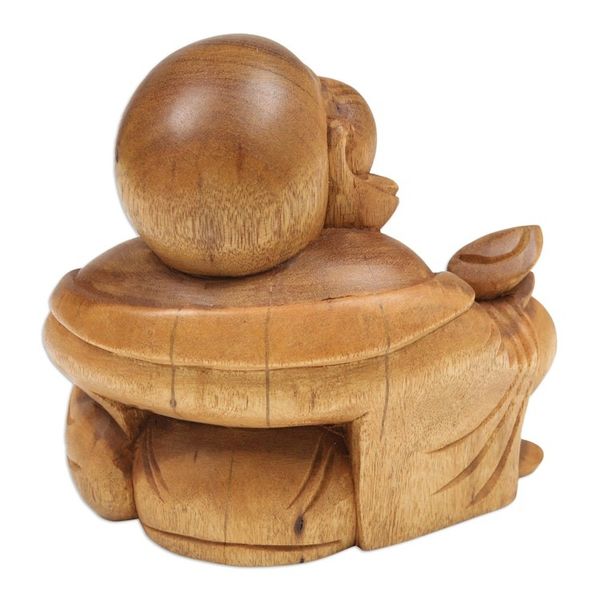 Alternate image for Suar Wood Sculpture of Laughing Buddha Hand-Carved in Bali Blissful Buddha