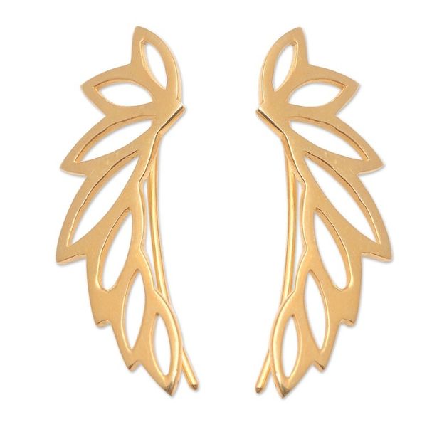 Alternate image for Gold-Plated Ear Climber Earrings with Leaf Motif Climbing Leaves