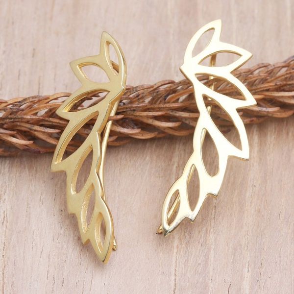 Alternate image for Gold-Plated Ear Climber Earrings with Leaf Motif Climbing Leaves