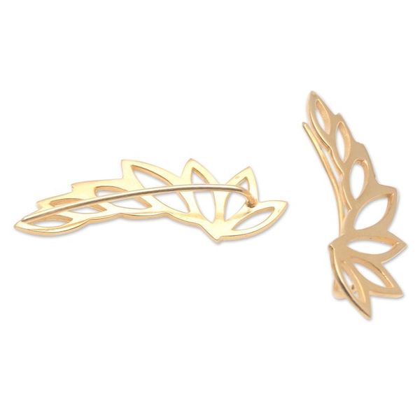 Alternate image for Gold-Plated Ear Climber Earrings with Leaf Motif Climbing Leaves