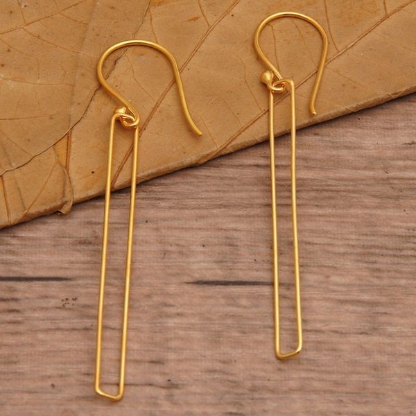 Alternate image for Modern Geometric 18k Gold-Plated Brass Dangle Earrings Minimalist Triumph