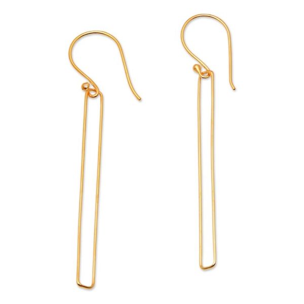 Alternate image for Modern Geometric 18k Gold-Plated Brass Dangle Earrings Minimalist Triumph