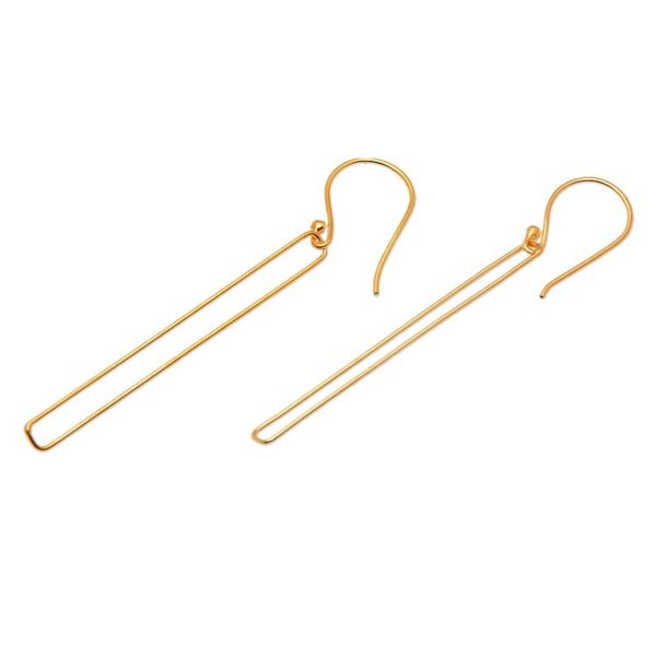 Alternate image for Modern Geometric 18k Gold-Plated Brass Dangle Earrings Minimalist Triumph